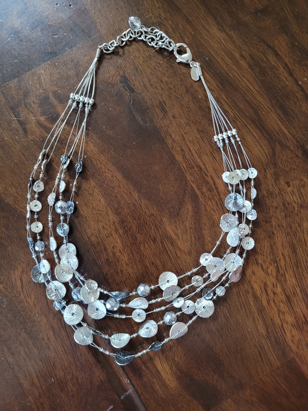 Chico's Multi-Strand Silver Disc Necklace